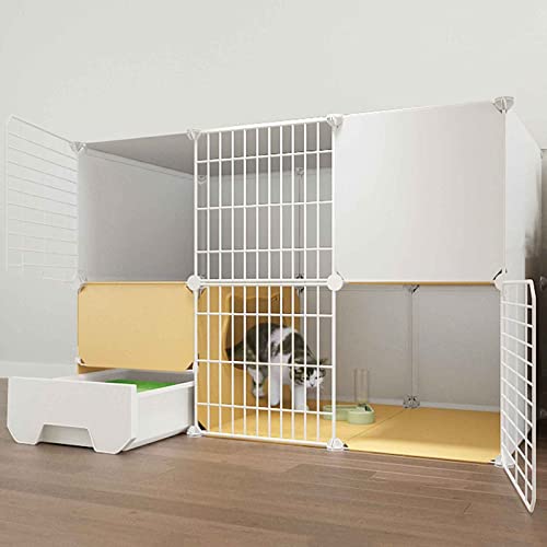 NEZIH Katze Villa Innen Mit Geschlossener Katzentoilette, Haustierplaypen, Käfigkäfig, Metall Und Abs-Kunststoff, Ultra-Weite Plattform/111 * 49 * 75Cm-D von NEZIH