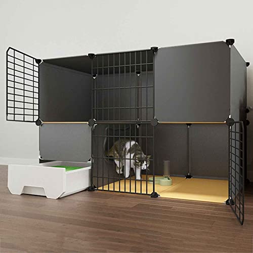 NEZIH Katze Villa Innen Mit Geschlossener Katzentoilette, Haustierplaypen, Käfigkäfig, Metall Und Abs-Kunststoff, Ultra-Weite Plattform/111 * 95 * 75Cm von NEZIH