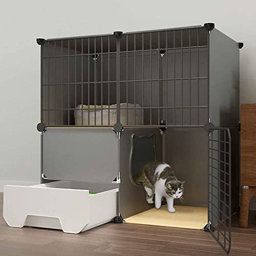 NEZIH Katze Villa Innen Mit Geschlossener Katzentoilette, Haustierplaypen, Käfigkäfig, Metall Und Abs-Kunststoff, Ultra-Weite Plattform/75 * 49 * 75Cm-A von NEZIH