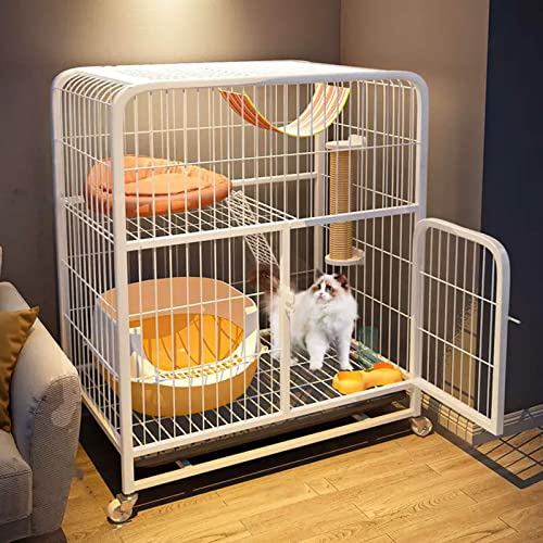 NEZIH Katzenkäfige Mit Müllblattschalen, 360 Schwenkrädern, Gitterfußpolster, Hängematte, Haustier -Spielstall, Für Hunde/Meerschweinchen/Frettchen/E-Black/70 * 55 * 75Cm von NEZIH