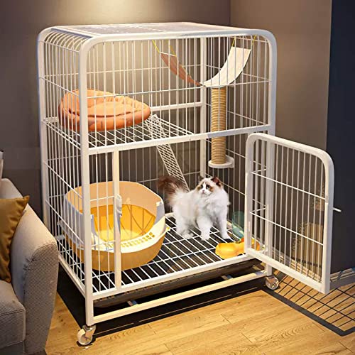 NEZIH Katzenkäfige Mit Müllblattschalen, 360 Schwenkrädern, Gitterfußpolster, Hängematte, Haustier -Spielstall, Für Hunde/Meerschweinchen/Frettchen/E-Black/78 * 55 * 100Cm von NEZIH