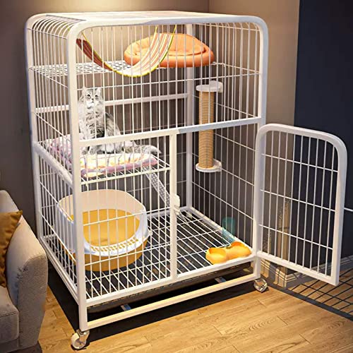 NEZIH Katzenkäfige Mit Müllblattschalen, 360 Schwenkrädern, Gitterfußpolster, Hängematte, Haustier -Spielstall, Für Hunde/Meerschweinchen/Frettchen/E-Black/78 * 55 * 108Cm von NEZIH