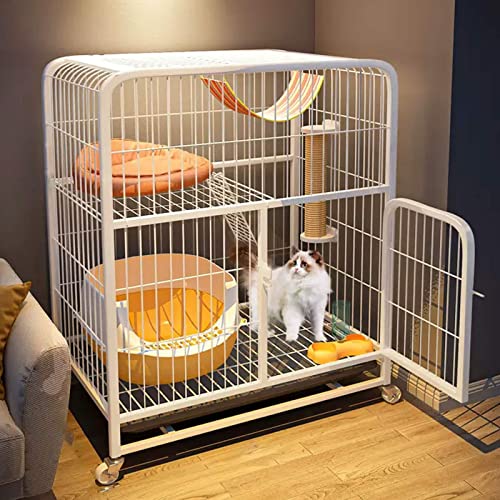 NEZIH Katzenkäfige Mit Müllblattschalen, 360 Schwenkrädern, Gitterfußpolster, Hängematte, Haustier -Spielstall, Für Hunde/Meerschweinchen/Frettchen/E-Black/78 * 55 * 85Cm von NEZIH