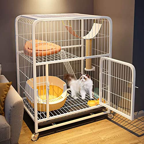 NEZIH Katzenkäfige Mit Müllblattschalen, 360 Schwenkrädern, Gitterfußpolster, Hängematte, Haustier -Spielstall, Für Hunde/Meerschweinchen/Frettchen/E-Black/88 * 62 * 95Cm von NEZIH