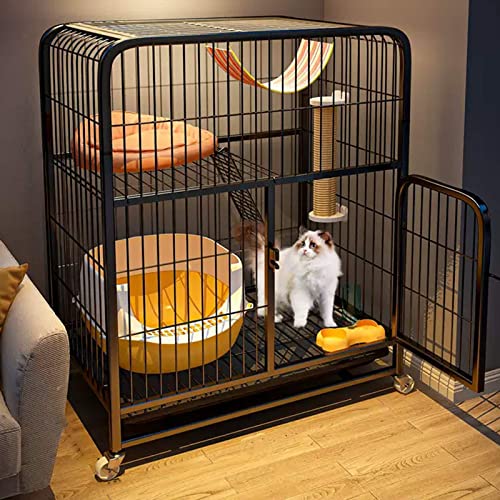 NEZIH Katzenkäfige Mit Müllblattschalen Und 360 Schwenkrädern, Gitterfußpolster, Hängematte, Haustier -Spielstall Für Hunde/Meerschweinchen/Frettchen/Chinchilla/78 * 55 * 85Cm von NEZIH