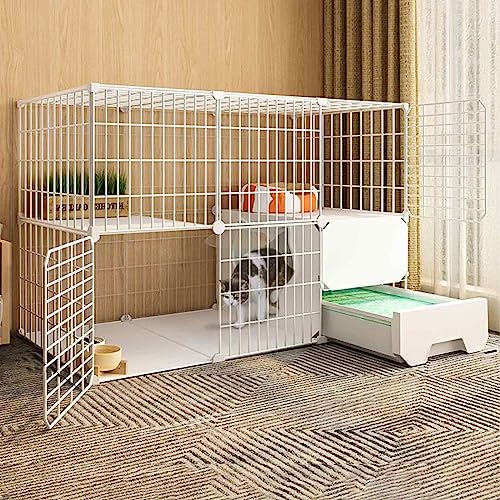 NEZIH Katzenkisten Mit Katzentoilette, Katzen-Playpens, Metall Und Abs-Kunststoff, Ultra-Weite Plattform/B/White - 111 * 49 * 73Cm von NEZIH