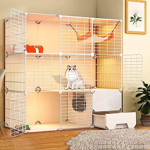 NEZIH Katzenvilla, Katzenspielstifte Für Innenräume, Pet-Playpen Für Katzen, Transparentes Design, Doppelschicht Gewichtete Plattform/C-105 * 45 * 105Cm von NEZIH