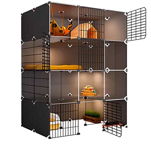 NEZIH Pet-Playpen, Katzenvilla, Transparente Designkätzchengehäuse, Doppelschichtgewichtete Plattform/C/107 * 77 * 142Cm von NEZIH