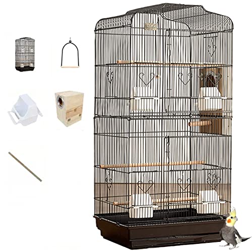 NEZIH Pet-Supplies-Vögel Käfige Und Zugriffe Vogelkäfige, Für Wellensittiche, Mit Ständer Und Schubladenschale, Doppelte 47,5 X 36 X 93 cm/Black/B von NEZIH