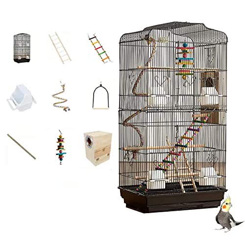 NEZIH Pet-Supplies-Vögel Käfige Und Zugriffe Vogelkäfige, Für Wellensittiche, Mit Ständer Und Schubladenschale, Doppelte 47,5 X 36 X 93 cm/Black/C von NEZIH