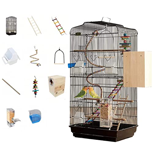 NEZIH Pet-Supplies-Vögel Käfige Und Zugriffe Vogelkäfige, Für Wellensittiche, Mit Ständer Und Schubladenschale, Doppelte 47,5 X 36 X 93 cm/Black/D von NEZIH