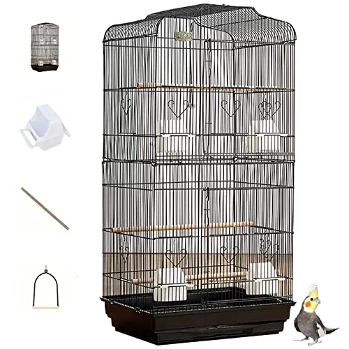 NEZIH Pet-Supplies-Vögel Käfige Und Zugriffe Vogelkäfige, Für Wellensittiche, Mit Ständer Und Schubladenschale, Doppelte 47,5 X 36 X 93 cm/Black/a von NEZIH