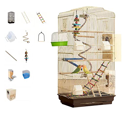 NEZIH Pet-Supplies-Vögel Käfige Und Zugriffe Vogelkäfige, Für Wellensittiche, Mit Ständer Und Schubladenschale, Doppelte 47,5 X 36 X 93 cm/Yellow/D von NEZIH