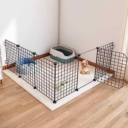 NEZIH Welpenkäfig -Playpen, Hund Pet Playpen Puppy Käfig Mit Tür, Metall -Haustierzaun Faltbarer Hund Katze Welpen -Spielstall/111 * 111 * 47Cm von NEZIH