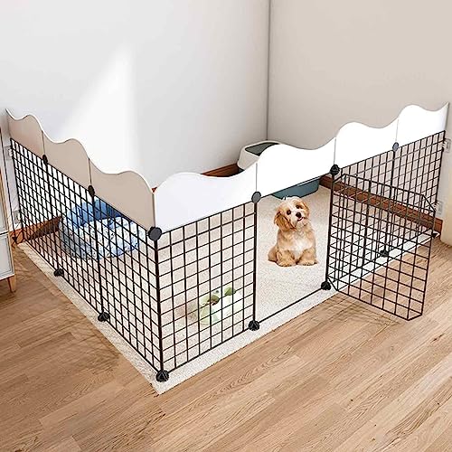 NEZIH Welpenkäfig -Playpen, Hund Pet Playpen Puppy Käfig Mit Tür, Metall -Haustierzaun Faltbarer Hund Katze Welpen -Spielstall/111 * 111 * 57Cm von NEZIH