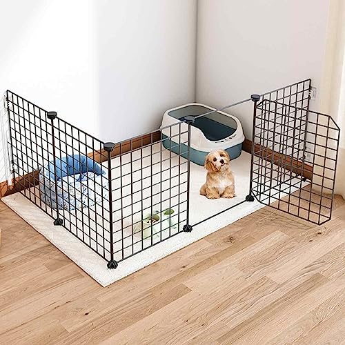 NEZIH Welpenkäfig -Playpen, Hund Pet Playpen Puppy Käfig Mit Tür, Metall -Haustierzaun Faltbarer Hund Katze Welpen -Spielstall/111 * 75 * 47Cm von NEZIH