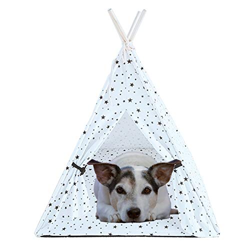 NGHSDO hundebett Faltbare Haustier-Zelt Hund Katze House Bed Welpe Teepee Isomatte im Freien beweglichen Hund Zelt Pet Zwinger (Color : Natural, Size : L) von NGHSDO