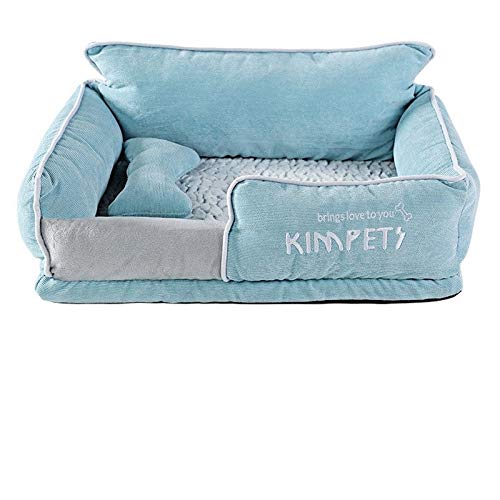 NGHSDO hundebett Hundebetten warmen Schlaf Cotton Welpen Bett waschbar Abnehmbarer Oxford Cloth Kennel Katze Nest Bottom Wasserdicht Kleine Katze & Hund Nest (Color : LightBlue, Size : L) von NGHSDO