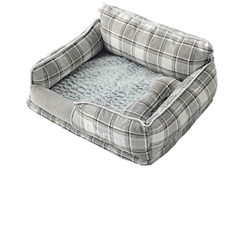 NGHSDO hundebett Hundebetten warmen Schlaf Cotton Welpen Bett waschbar Abnehmbarer Oxford Cloth Kennel Katze Nest Bottom Wasserdicht Kleine Katze & Hund Nest (Color : Plaid, Size : L) von NGHSDO