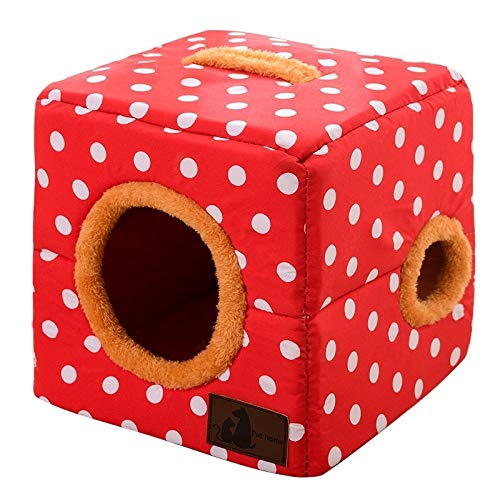 NGHSDO hundebett Hundehütte Comfortable Hundehaus for kleine mittelgroße Hunde-Winter-warme Platz Katzenbett Schöne Welpen Nest Pet Products (Color : Red, Size : L) von NGHSDO