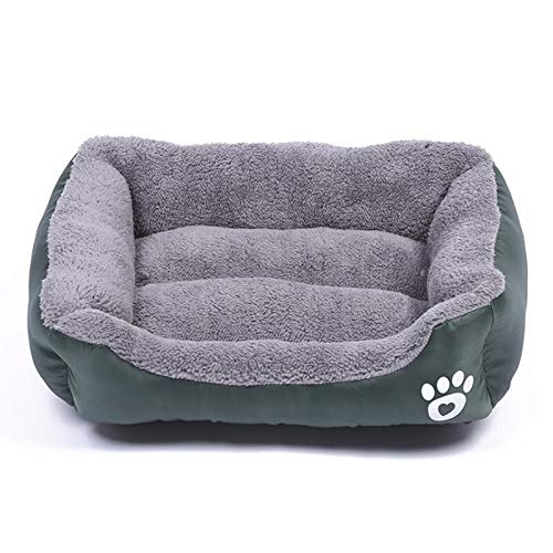 NGHSDO hundebett S-3XL Hunde Bett for Small Medium Large Dogs Big Basket Pet House Wasserdicht Bottom weiche Fleece Warm-Katzen-Bett Sofa Haus 8 Farben (Color : Dark Green, Size : L) von NGHSDO