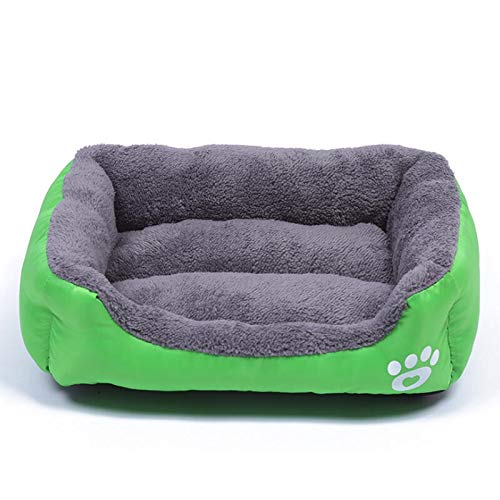 NGHSDO hundebett S-3XL Hunde Bett for Small Medium Large Dogs Big Basket Pet House Wasserdicht Bottom weiche Fleece Warm-Katzen-Bett Sofa Haus 8 Farben (Color : Green, Size : L) von NGHSDO