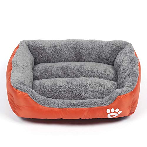 NGHSDO hundebett S-3XL Hunde Bett for Small Medium Large Dogs Big Basket Pet House Wasserdicht Bottom weiche Fleece Warm-Katzen-Bett Sofa Haus 8 Farben (Color : Orange, Size : L) von NGHSDO