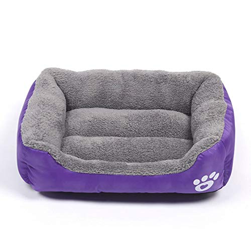 NGHSDO hundebett S-3XL Hunde Bett for Small Medium Large Dogs Big Basket Pet House Wasserdicht Bottom weiche Fleece Warm-Katzen-Bett Sofa Haus 8 Farben (Color : Purple, Size : L) von NGHSDO