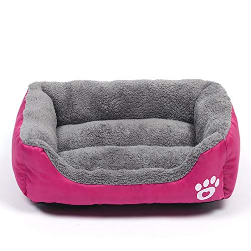 NGHSDO hundebett S-3XL Hunde Bett for Small Medium Large Dogs Big Basket Pet House Wasserdicht Bottom weiche Fleece Warm-Katzen-Bett Sofa Haus 8 Farben (Color : Rose red, Size : L) von NGHSDO