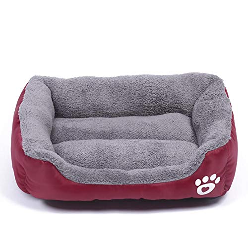 NGHSDO hundebett S-3XL Hunde Bett for Small Medium Large Dogs Big Basket Pet House Wasserdicht Bottom weiche Fleece Warm-Katzen-Bett Sofa Haus 8 Farben (Color : Wine red, Size : XL) von NGHSDO