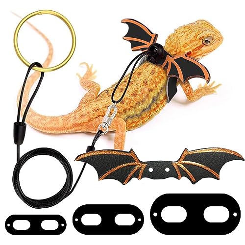 Bearded Dragon Leine,Reptiliengurt und Leine - S//L 3er-Pack verstellbare Amphibien Leine Kostüm Zubehör für Reptilien, Geckos, Leguane von NGUMMS