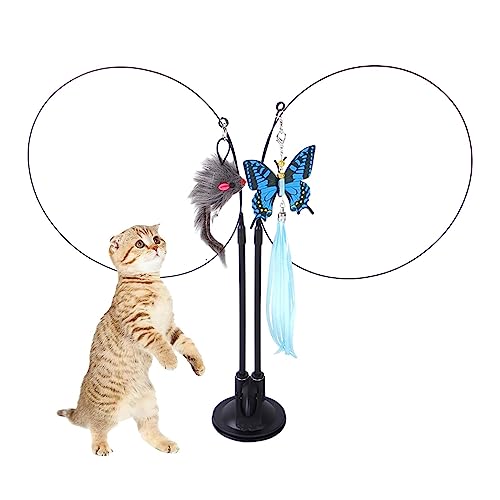 Cat Wand Teaser String Spielzeug | Katzenrinde Spielzeug mit Feder - Tragbare Katzenfederspielzeug Indoor-Katzenspielzeug, interaktive Katze Teaser-Zauberstab für Kätzchen Welpen Katze Haustiere von NGUMMS