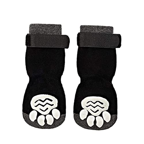 Dog Grip Socken | 4 Stück doppelseitige rutschfeste Welpen Socken | Protector mit verstellbarem Gurt für kleine Hunde, mittelgroße Hunde und große Hunde von NGUMMS