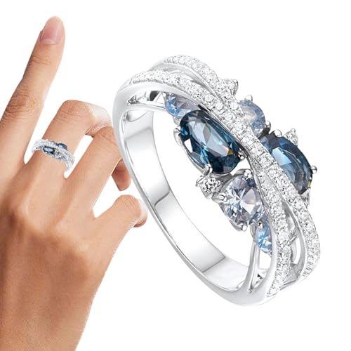 Doppel-X-förmige hohle Criss -Ringe für Frauen mit marineblauem Zirkon - X -Ringe, Schmuckgeschenk für Frauen, Mutter Großmutter, Größe 5-11 von NGUMMS