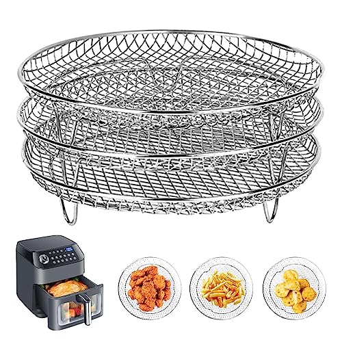 Grillregal - Stapelbarer Edelstahl 3 Ebene,Rost für Backofen, Dampfgarer, Mikrowellenherde, Luftfriteuse, Schnellkochtopf von NGUMMS