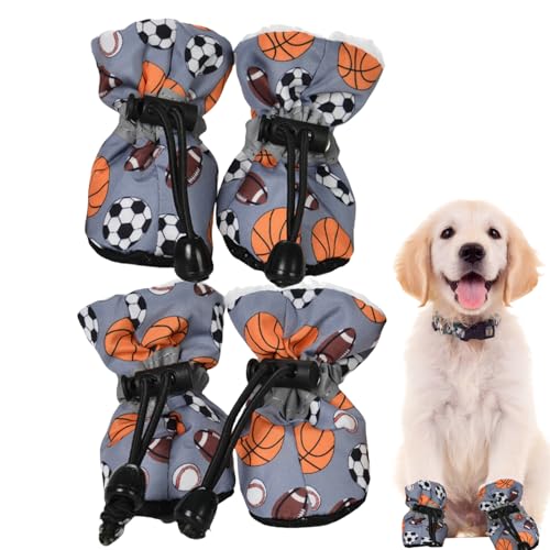 Hund warme Stiefel,4pcs wasserdicht und weiche Hundeschuhe mit warmem Fleece - Dog Warm Keeping Schuhe für Dobermann Pinscher, Corgi, Pudel, Schäferhund von NGUMMS