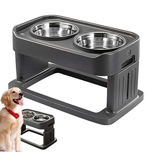 Hundeschalen mit Ständer - Stilvoller Zubringer für Hunde | 3 Höhe Hunde Raised Feeder Hohe Hundeschale Stativ 2 Hundegeschirr Edelstahl für Lebensmittel und Wasser von NGUMMS