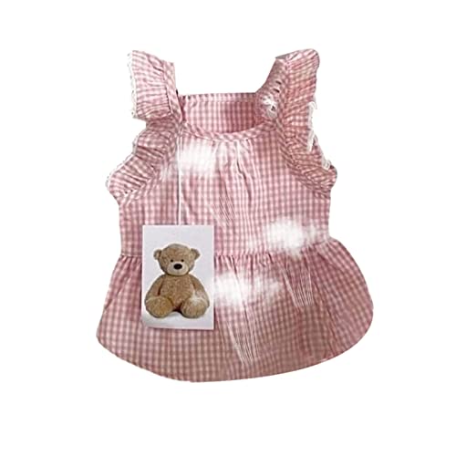 Klassische karierte Hundekleid | Mädchen Niedliche Prinzessin Hundekleider Frühling Sommer Welpen Kleider,Chihuahua Yorkies Haustier Outfits Süße Welpen Outfit Medium von NGUMMS