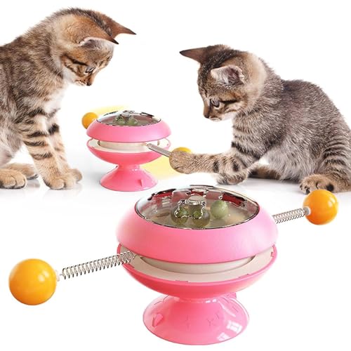 NGUMMS Katzenminze-Spinnball-Spielzeug, Katzenspielzeug für Wohnungskatzen mit Saugnapf, Katzenspielzeug für Hauskatzen, Katzenzahnbürstenspielzeug, Kätzchen-Beißspielzeug, interaktiver Ball von NGUMMS