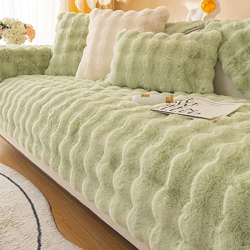 Sofabezüge,Faux Kaninchen Plüsch Sofa Abdeckungen | Anti-Rutsch-Möbelschutz für Katzenhunde, Babyspielmatte, Schlafzimmermatte von NGUMMS