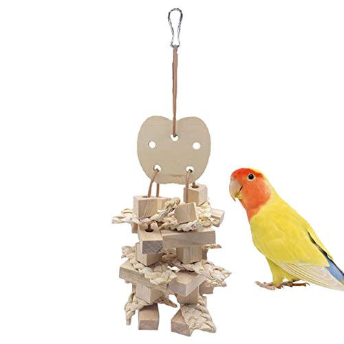 Vogelkau-Spielzeug,Zubehör für Papageienkäfig | Parakit Naturholz Spielzeug Papagei -Käfig Spielzeug Vogel Barsch Ständer für kleinen Vogel Hahn Lovebird Wellpappe von NGUMMS