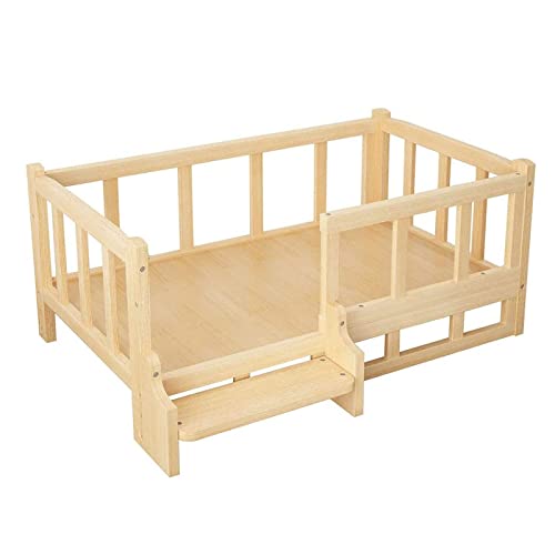 Hundebett aus Holz, erhöhtes Hundebett, großes Hundebett mit Leitplanke und Pedal, Haustier-Couch, Zwinger, Haustiersofa, Couch für kleine Hunde, Haustierkatze, für Hunde, Haustier, Katze () von NHFUGRSUTRRRRR