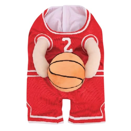 NHJGYSDY Hunde-Basketballspieler-Kostüm mit Ball, lustiges Sport-Outfit, Cosplay, Kleidung, Halloween, Weihnachten, Cosplay-Kostüm für kleine und mittelgroße Hunde von NHJGYSDY