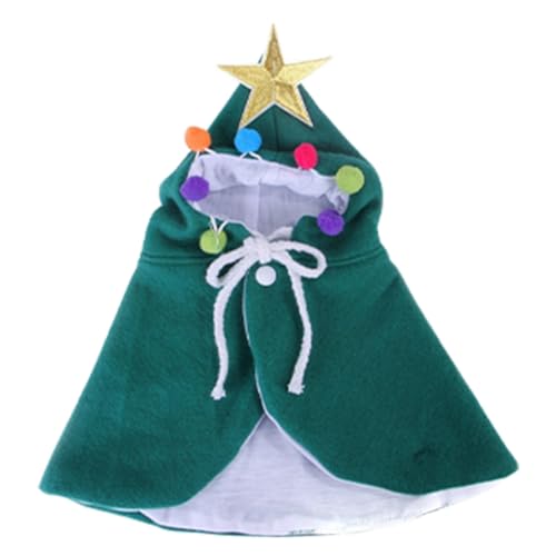 NHJGYSDY Weihnachten Katze Umhang Kostüm Cosplay Party Kostüm mit Stern und Pompons Xmas Katze Santa Cape Weihnachtsbaum Cosplay Lustiger Haustierumhang für kleine Hunde & Katzen Kätzchen von NHJGYSDY