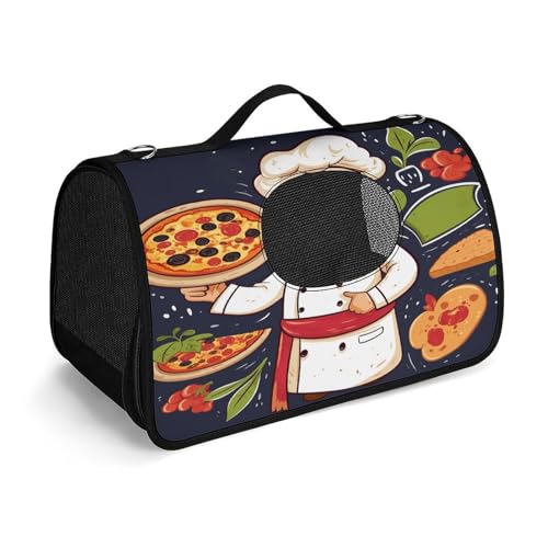 Haustier-Handtasche, Chef-Pizza-Druck, modische Hundetragetasche für Katzen und kleine Hunde, jede Reise und Outdoor-Aktivitäten. von NHYDSPQ