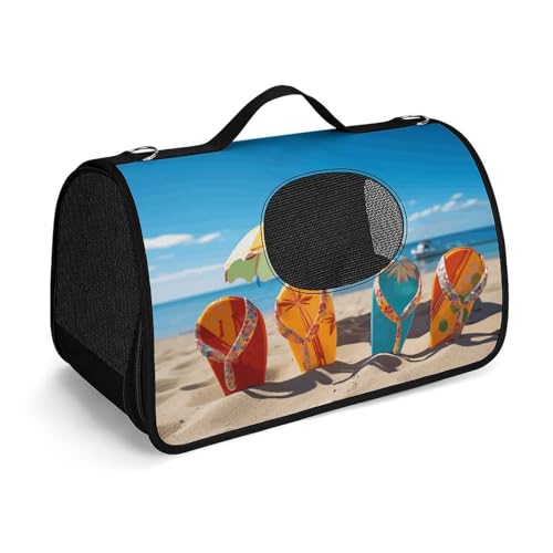 Haustier-Handtasche, bunte Flip-Flops, Strandball-Druck, Haustier-Handtasche, modische Hundetragetasche für Katzen und kleine Hunde, jede Reise und Outdoor-Aktivitäten. von NHYDSPQ