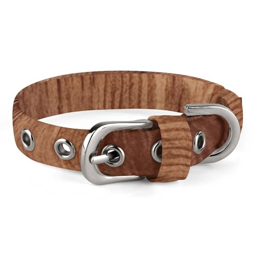 Hundehalsband mit Holzmaserung, personalisierbar, für kleine und mittelgroße Hunde, verstellbare Größen von NHYDSPQ