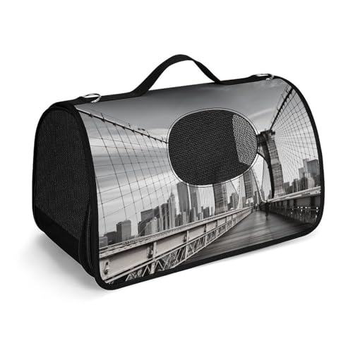 NHYDSPQ Brooklyn Bridge Haustier-Handtasche, modische Hundetragetasche für Katzen und kleine Hunde, jede Reise und Outdoor-Aktivität, 45 x 26 x 23,5 cm, Stil von NHYDSPQ