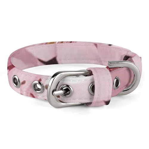 NHYDSPQ Haustier-Halsband, Kirschblüten-Druck, personalisierbares Haustierhalsband, Katzenhalsband für kleine und mittelgroße Hunde, verstellbare Größen, Stil 33 von NHYDSPQ