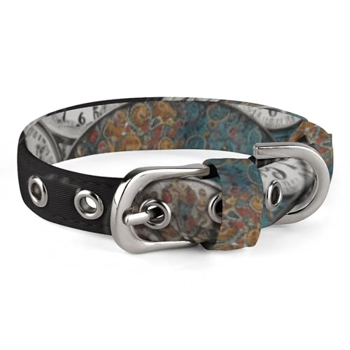 NHYDSPQ Haustier-Halsband, Uhr-Kunstdruck, Haustier-Halsband, personalisierbar, für kleine und mittelgroße Hunde, verstellbare Größen, Stil 12 von NHYDSPQ